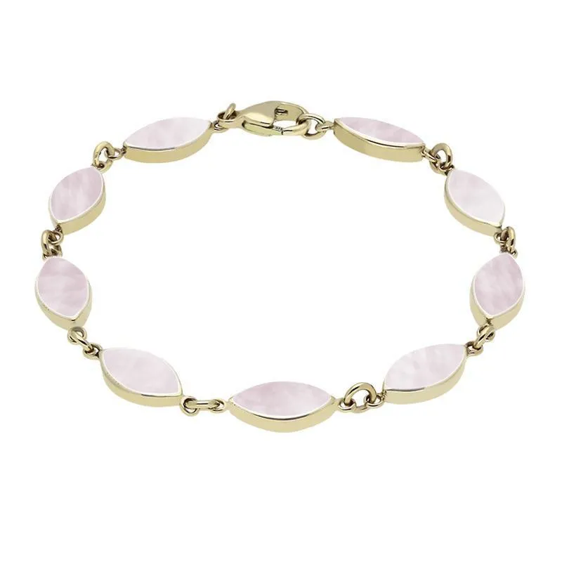 9ct Yellow Gold Pink Mother of Pearl Marquise Bracelet sold by Jura Watches
