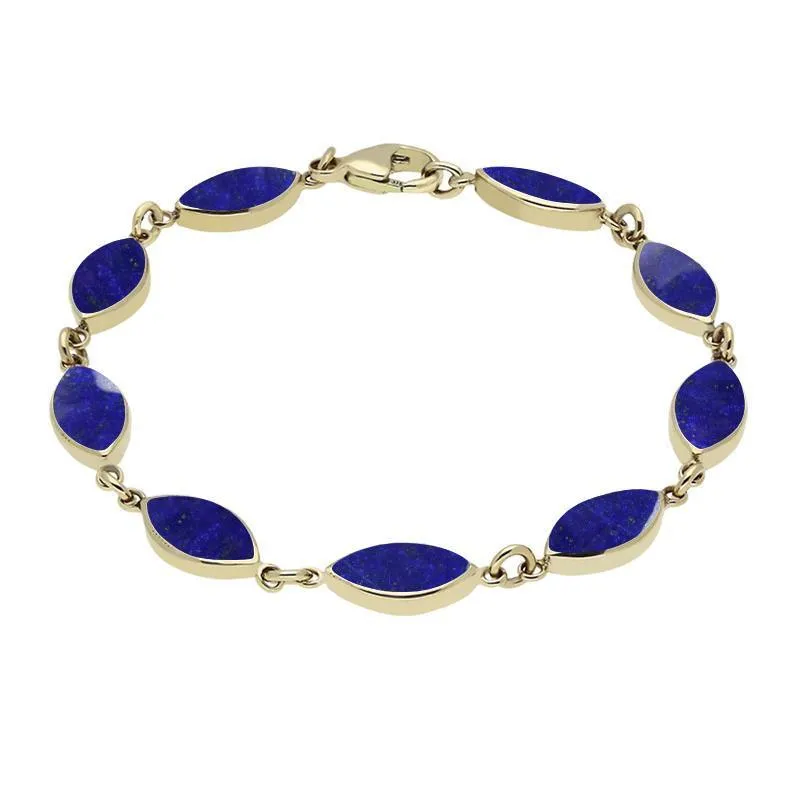 9ct Yellow Gold Lapis Lazuli Marquise Bracelet sold by Jura Watches