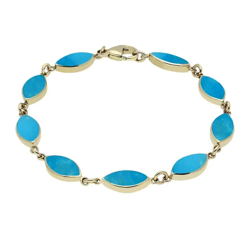 9ct Yellow Gold Turquoise Marquise Bracelet sold by Jura Watches
