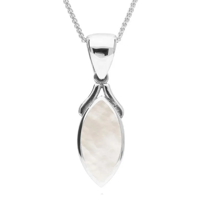 Sterling Silver Mother of Pearl Marquise Necklace sold by Jura Watches