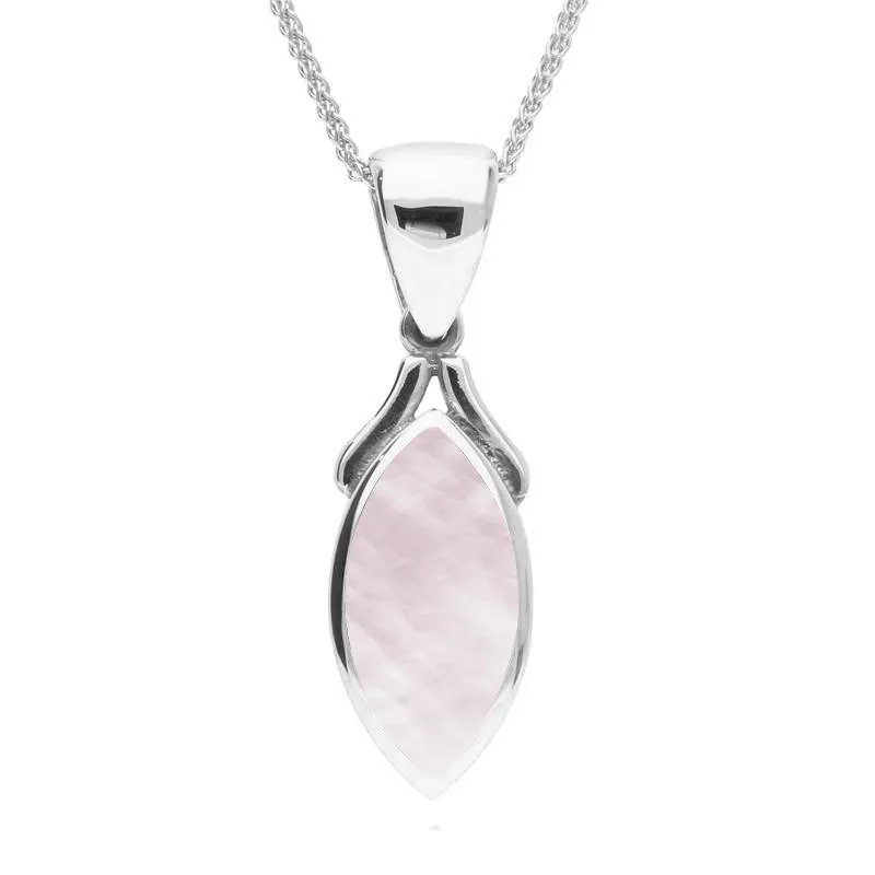 Sterling Silver Pink Mother of Pearl Marquise Necklace sold by Jura Watches