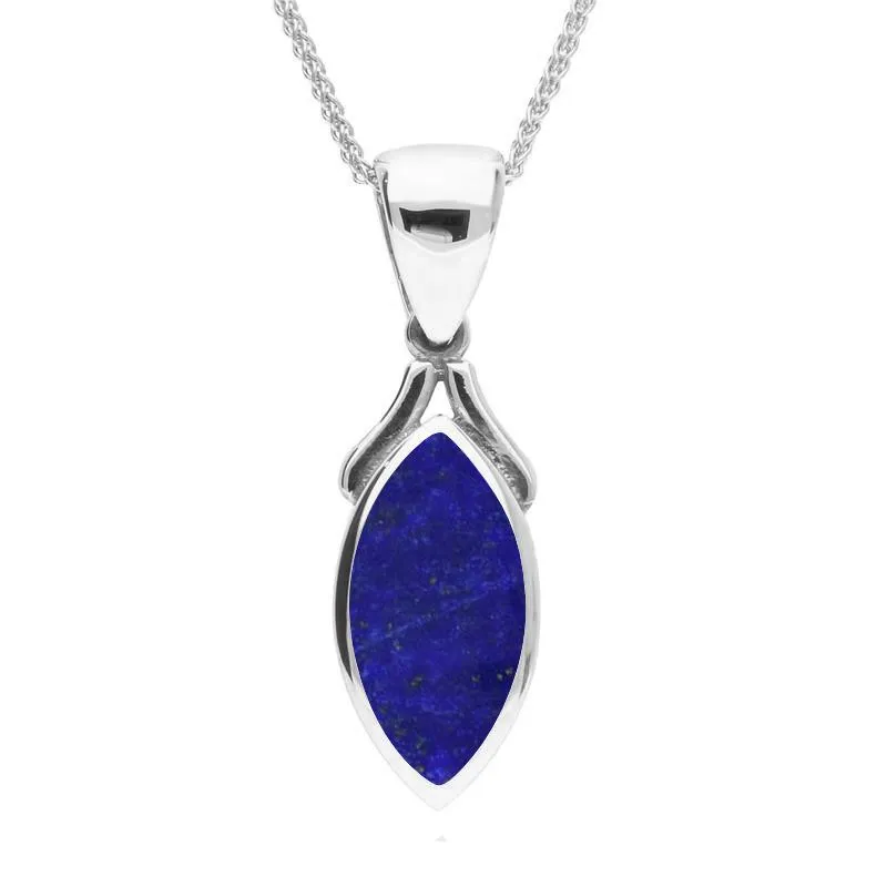 Sterling Silver Lapis Lazuli Marquise Necklace sold by Jura Watches