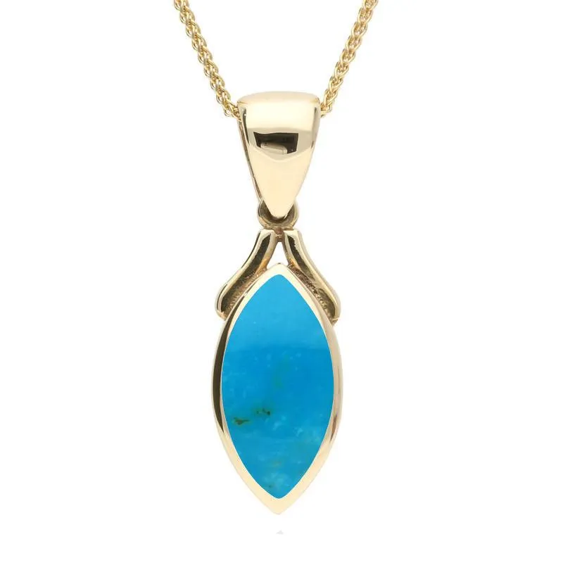 9ct Yellow Gold Turquoise Marquise Necklace sold by Jura Watches