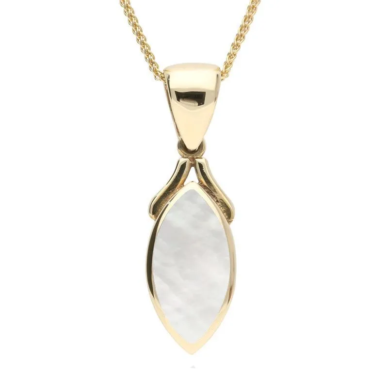 9ct Yellow Gold Mother of Pearl Marquise Necklace sold by Jura Watches