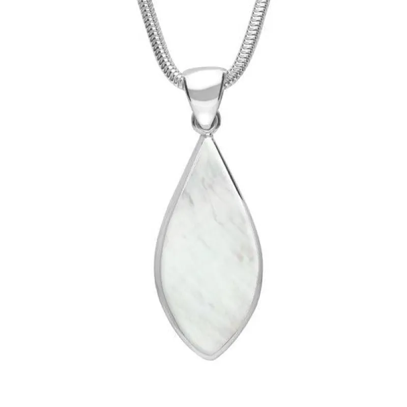 Sterling Silver Mother of Pearl Pointed Pear Necklace sold by Jura Watches
