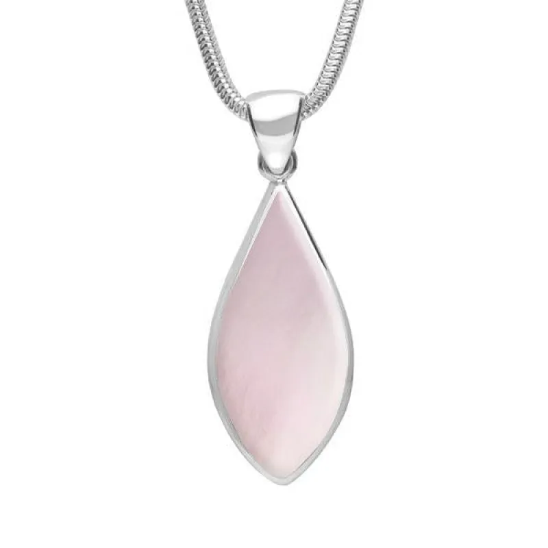 Sterling Silver Pink Mother of Pearl Pointed Pear Necklace sold by Jura Watches