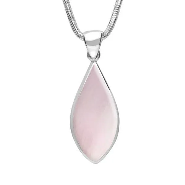 Sterling Silver Pink Mother of Pearl Pointed Pear Necklace sold by Jura Watches