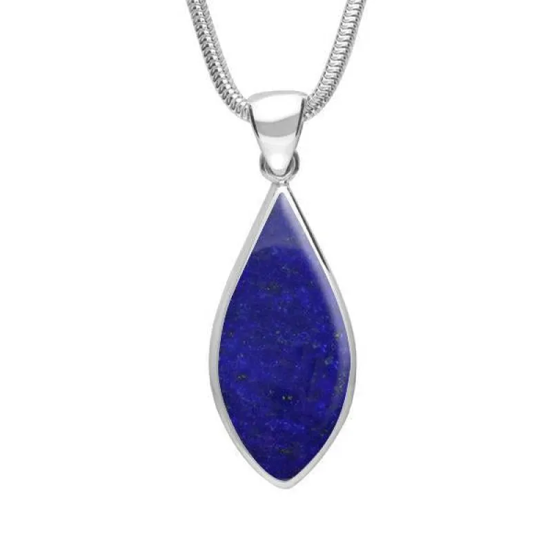 Sterling Silver Lapis Lazuli Pointed Pear Necklace sold by Jura Watches
