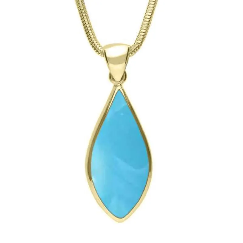 9ct Yellow Gold Turquoise Pointed Pear Necklace sold by Jura Watches