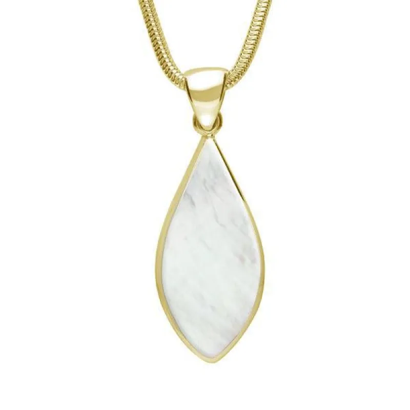 9ct Yellow Gold Mother of Pearl Pointed Pear Necklace sold by Jura Watches
