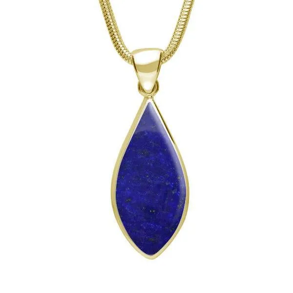 9ct Yellow Gold Lapis Lazuli Pointed Pear Necklace sold by Jura Watches