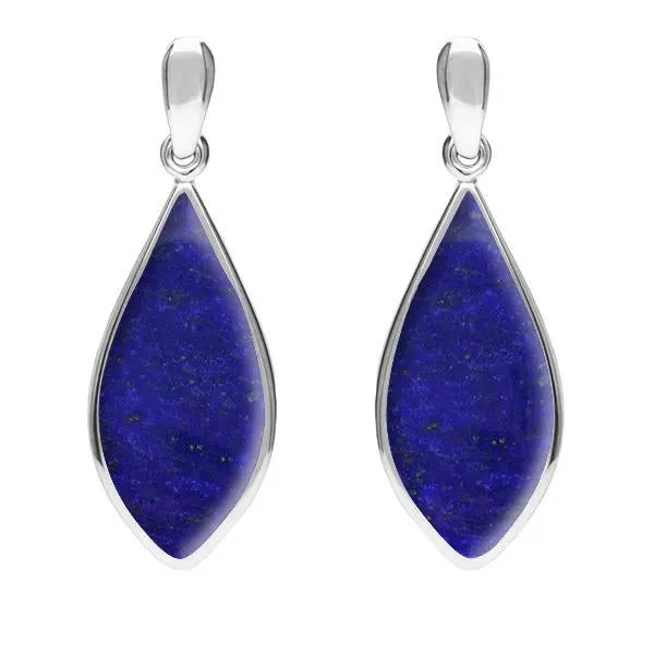 Sterling Silver Lapis Lazuli Pointed Pear Drop Earrings sold by Jura Watches