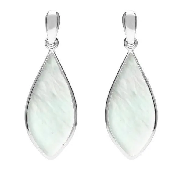 Sterling Silver Mother of Pearl Pointed Pear Drop Earrings sold by Jura Watches