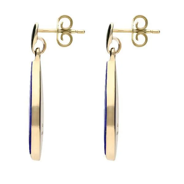 9ct Yellow Gold Lapis Lazuli Pointed Pear Drop Earrings sold by Jura Watches product image thumbnail 2