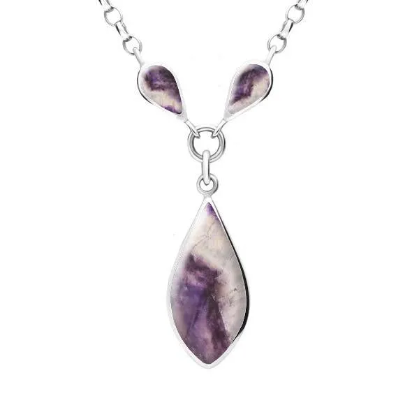 Sterling Silver Blue John Three Stone Pear Necklace sold by Jura Watches