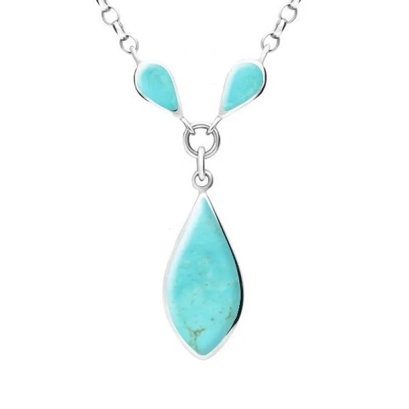 Sterling Silver Turquoise Three Stone Pear Necklace sold by Jura Watches
