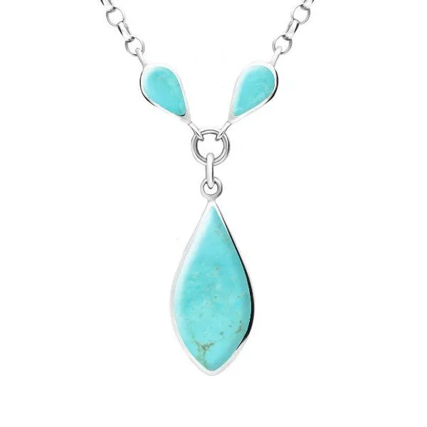 Sterling Silver Turquoise Three Stone Pear Necklace sold by Jura Watches