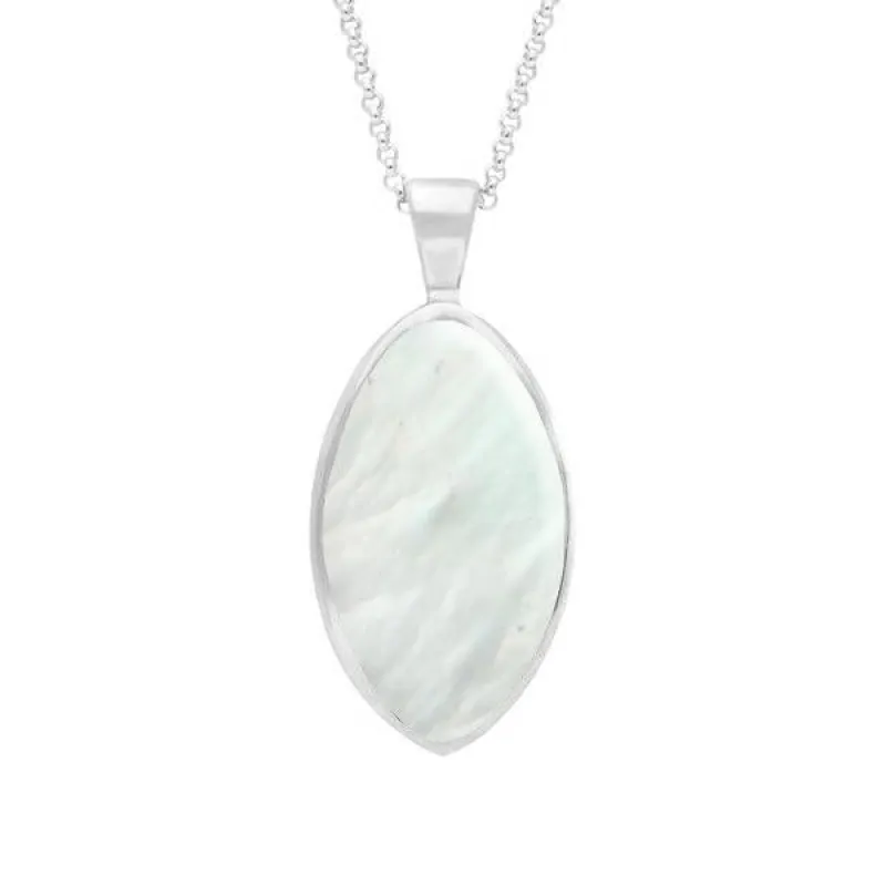 Sterling Silver Mother of Pearl Oval Necklace sold by Jura Watches