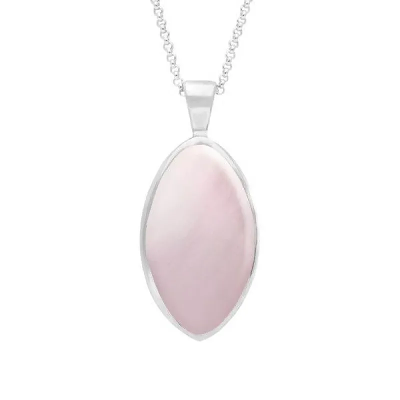 Sterling Silver Pink Mother of Pearl Oval Necklace sold by Jura Watches