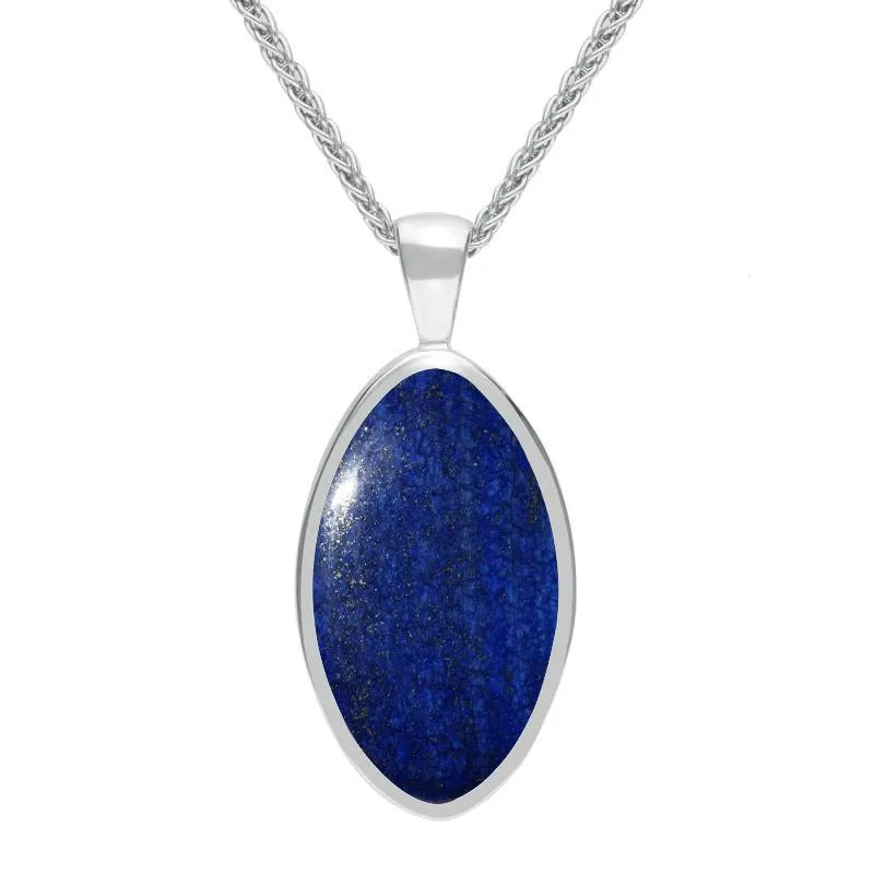 Sterling Silver Lapis Lazuli Oval Necklace sold by Jura Watches
