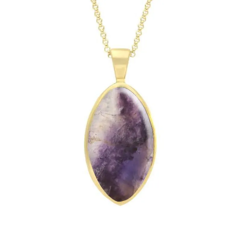 9ct Yellow Gold Blue John Oval Necklace sold by Jura Watches