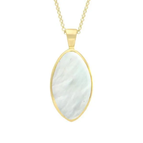 9ct Yellow Gold Mother of Pearl Oval Necklace sold by Jura Watches