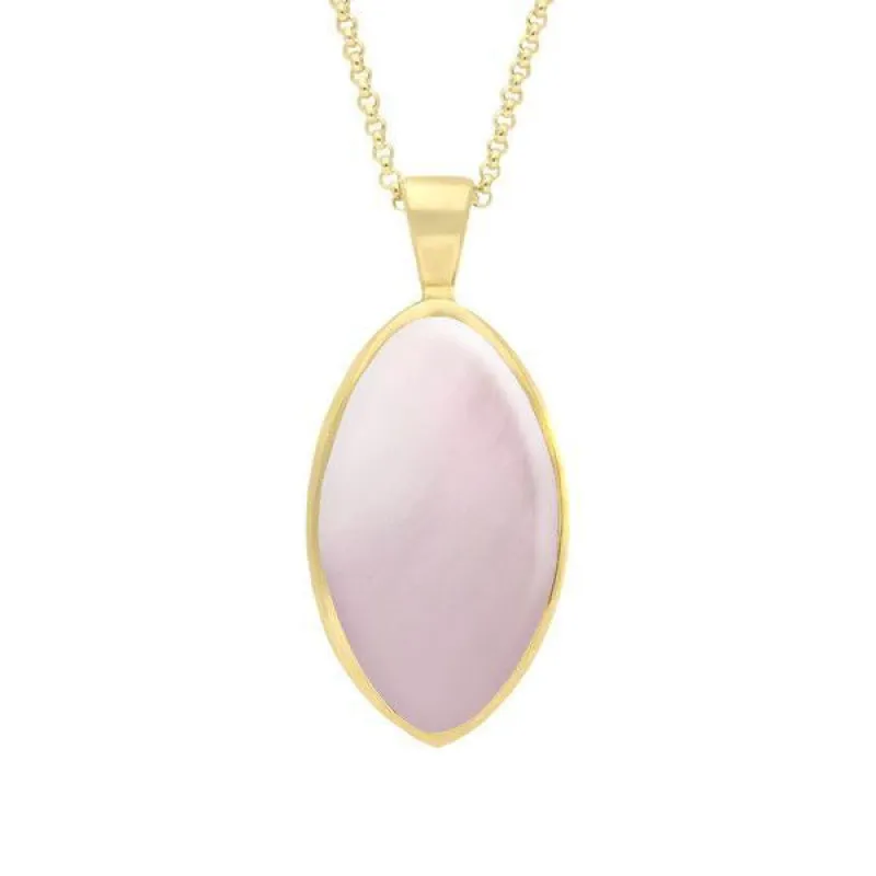 9ct Yellow Gold Pink Mother of Pearl Oval Necklace sold by Jura Watches