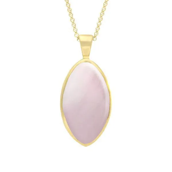 9ct Yellow Gold Pink Mother of Pearl Oval Necklace sold by Jura Watches