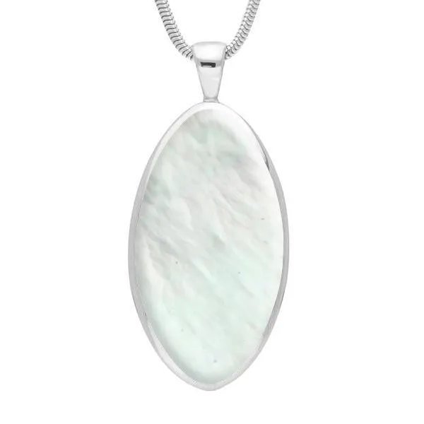 Sterling Silver Mother of Pearl Large Oval Necklace sold by Jura Watches
