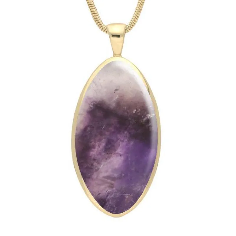 9ct Yellow Gold Blue John Large Oval Necklace sold by Jura Watches