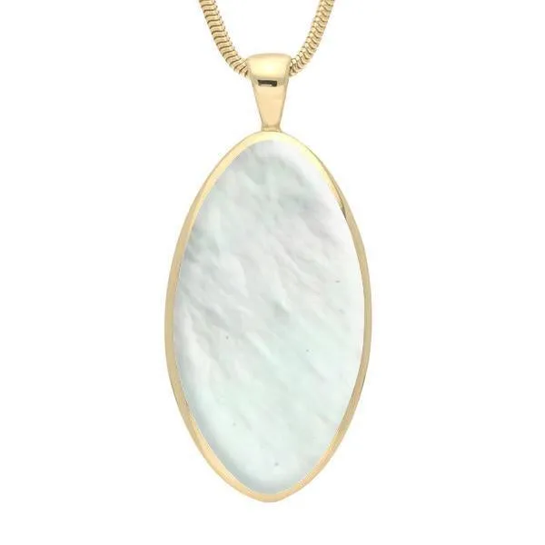 9ct Yellow Gold Mother of Pearl Large Oval Necklace sold by Jura Watches