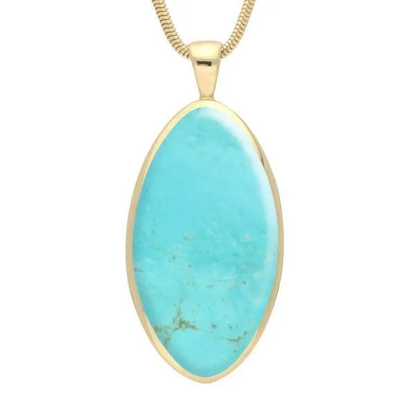 9ct Yellow Gold Turquoise Large Oval Necklace sold by Jura Watches