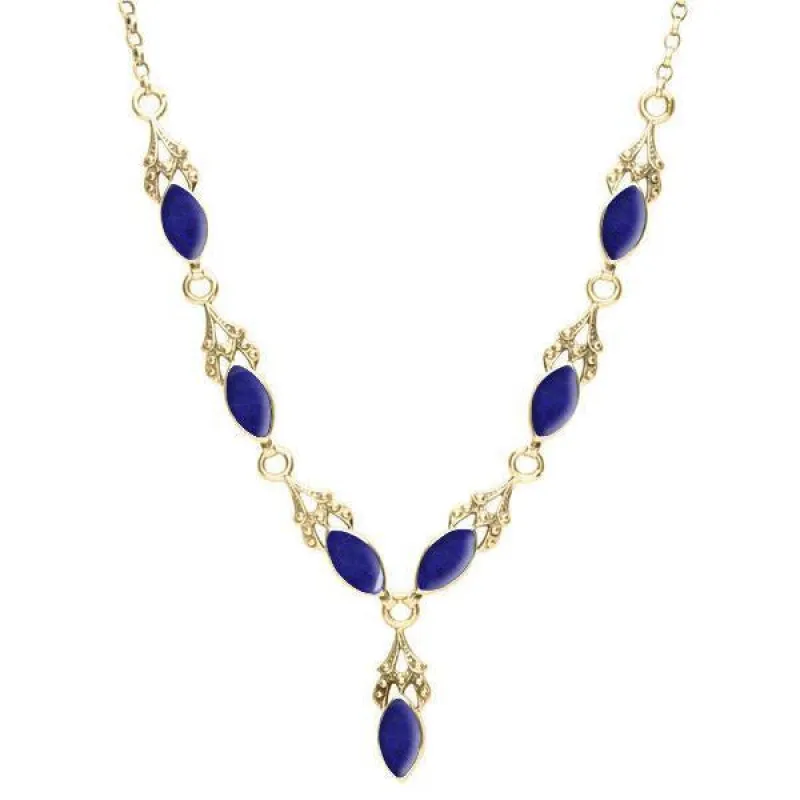 9ct Yellow Gold Lapis Lazuli Seven Stone Marquise Necklace sold by Jura Watches