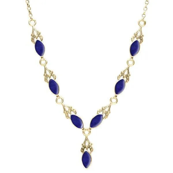 9ct Yellow Gold Lapis Lazuli Seven Stone Marquise Necklace sold by Jura Watches