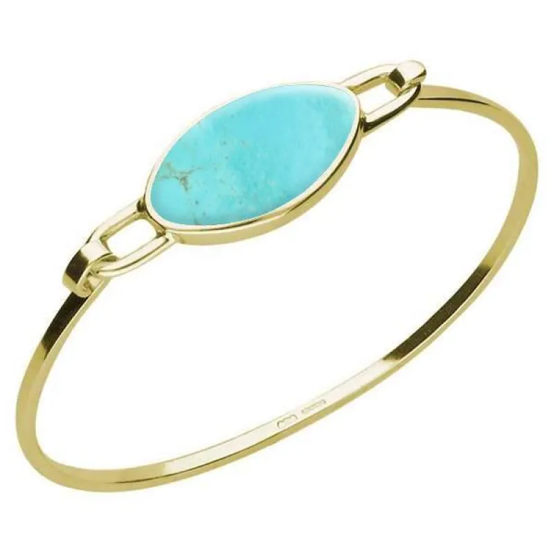 9ct Yellow Gold Turquoise Oval Slim Bangle sold by Jura Watches