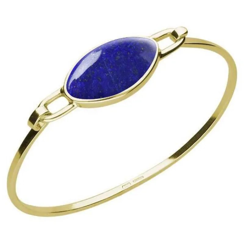 9ct Yellow Gold Lapis Lazuli Oval Slim Bangle sold by Jura Watches