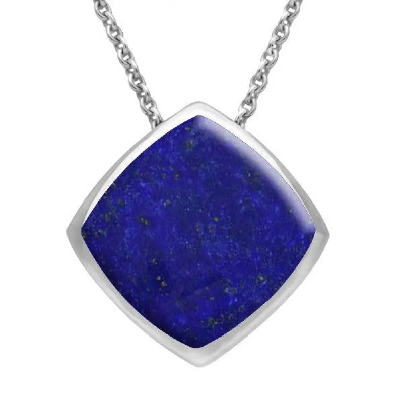 Sterling Silver Lapis Lazuli Cushion Necklace sold by Jura Watches
