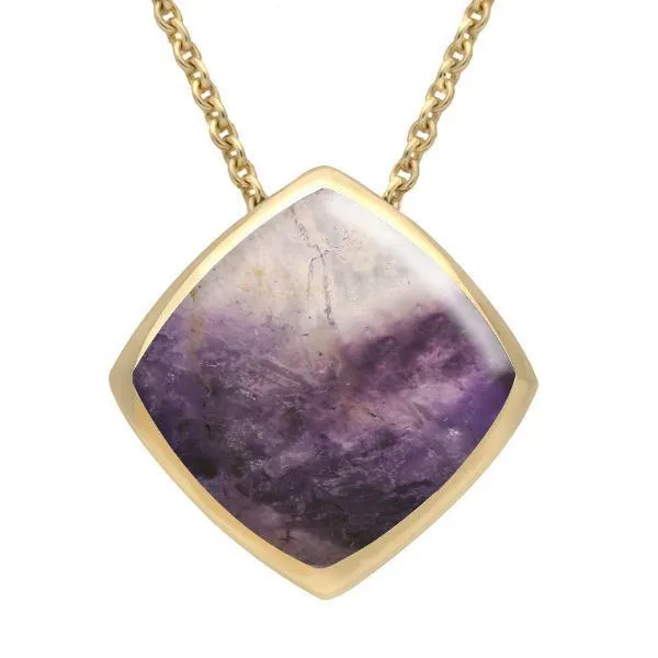 9ct Yellow Gold Blue John Cushion Necklace sold by Jura Watches