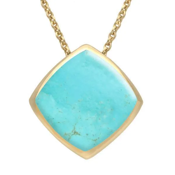 9ct Yellow Gold Turquoise Cushion Necklace sold by Jura Watches