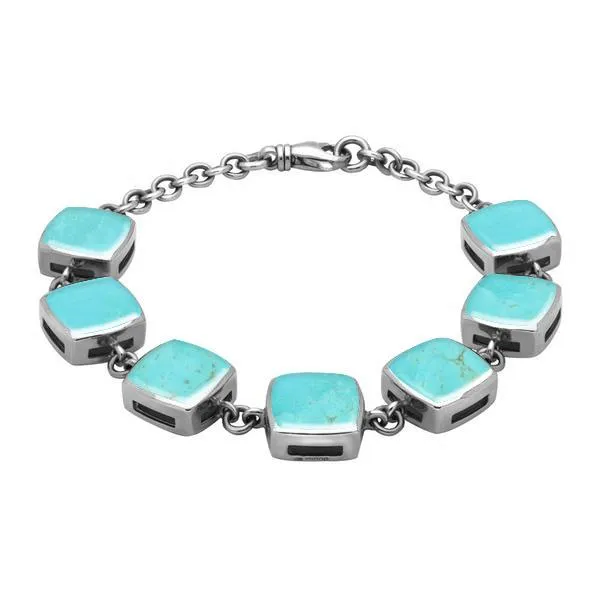 Sterling Silver Turquoise Cushion Bracelet sold by Jura Watches
