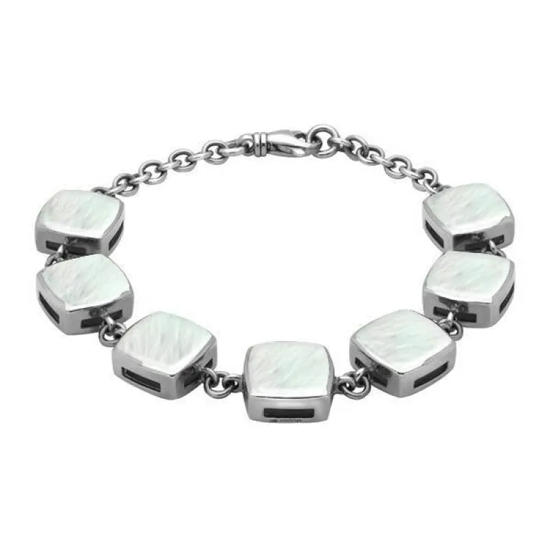 Sterling Silver Mother of Pearl Cushion Bracelet sold by Jura Watches