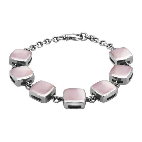 Sterling Silver Pink Mother of Pearl Cushion Bracelet sold by Jura Watches