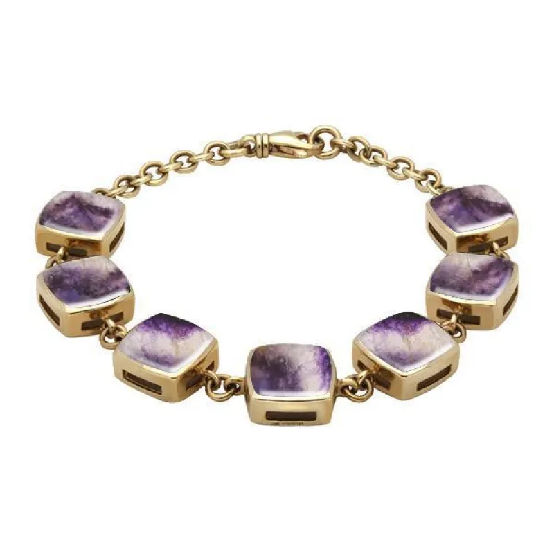 9ct Yellow Gold Blue John Cushion Bracelet sold by Jura Watches