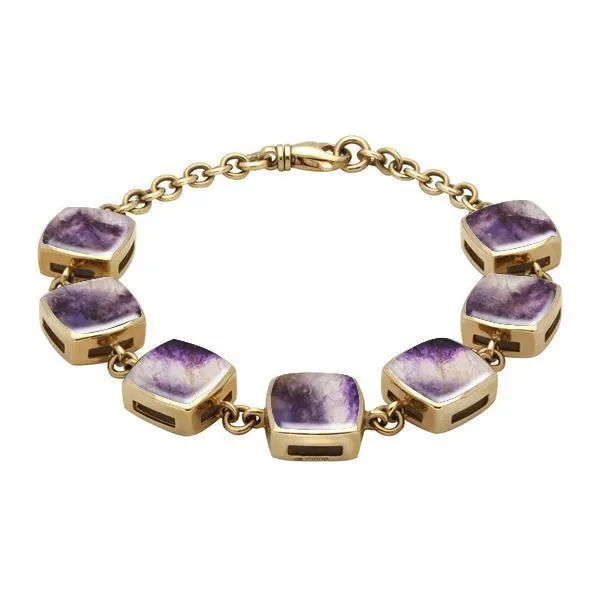 9ct Yellow Gold Blue John Cushion Bracelet sold by Jura Watches