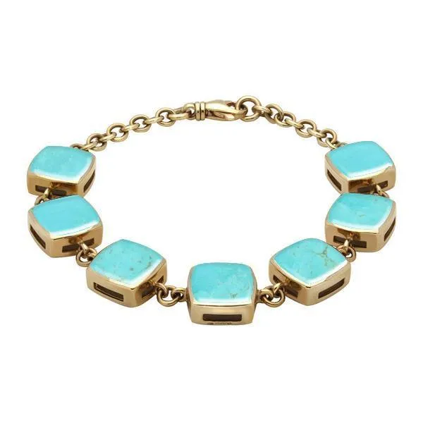 9ct Yellow Gold Turquoise Cushion Bracelet sold by Jura Watches