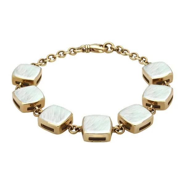 9ct Yellow Gold Mother of Pearl Cushion Bracelet sold by Jura Watches