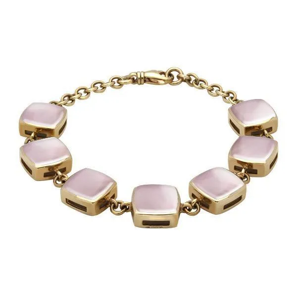 9ct Yellow Gold Pink Mother of Pearl Cushion Bracelet sold by Jura Watches