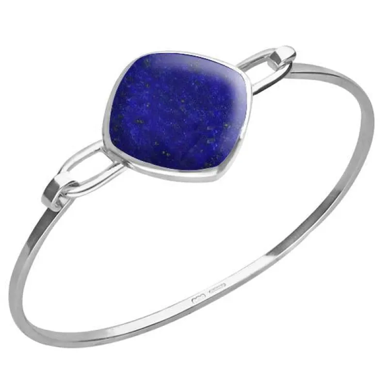 Sterling Silver Lapis Lazuli Slim Cushion Bangle sold by Jura Watches
