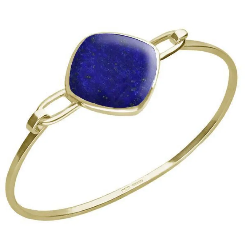 9ct Yellow Gold Lapis Lazuli Slim Cushion Bangle sold by Jura Watches