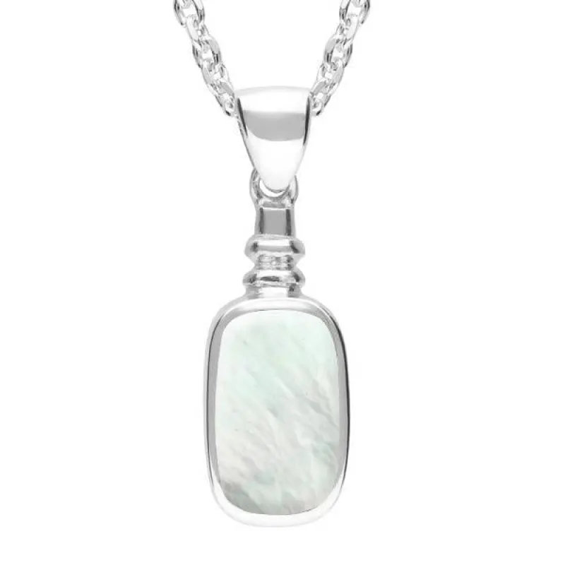 Sterling Silver Mother of Pearl Oblong Bottle Top Necklace sold by Jura Watches